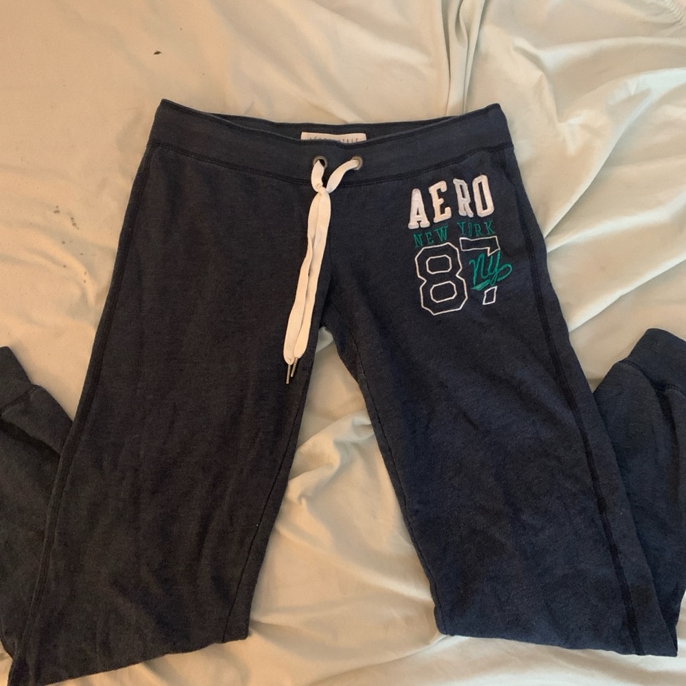 Aeropostale Blue and White Sweatpants Relaxed Fit